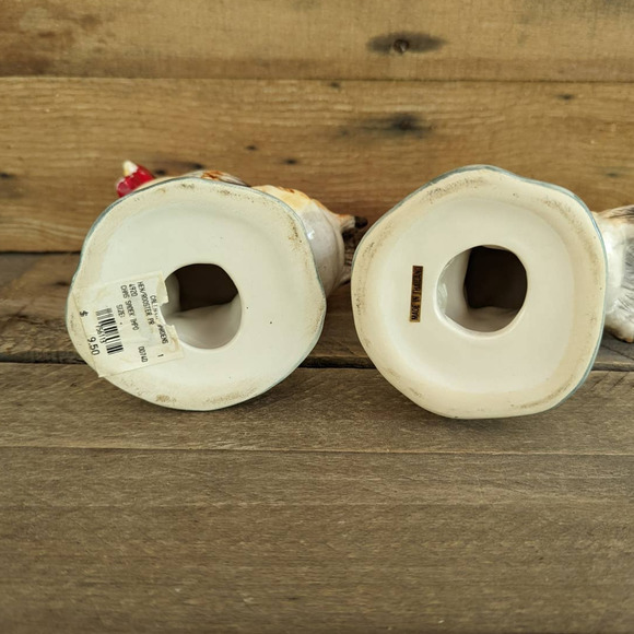 Vintage Set of Two Porcelain Chicken Figurines / Hen and Rooster - Picture 6 of 8